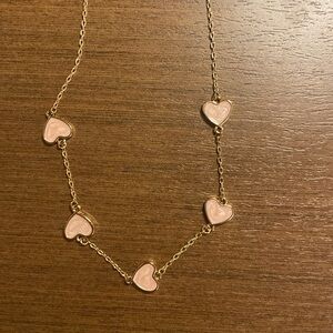 Gold pink Heart Necklace about 15 in plus 2 in extender. NWT.